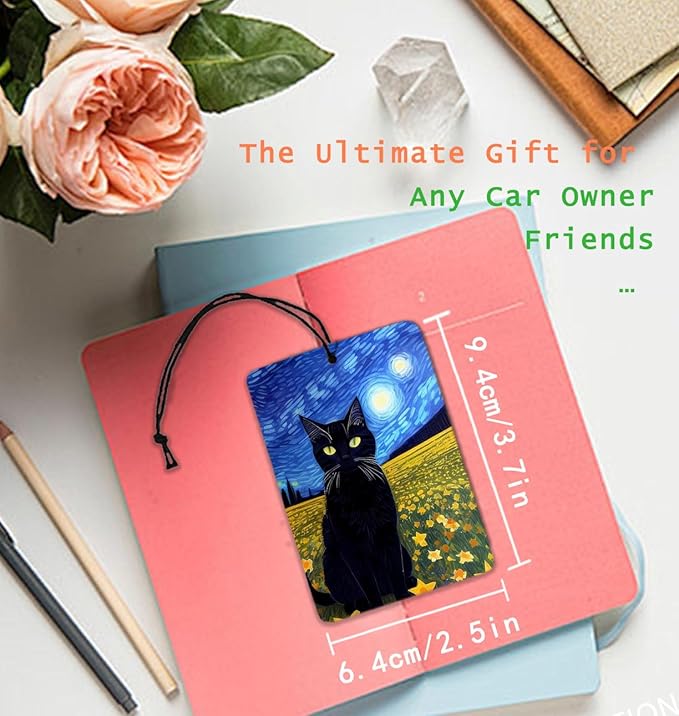 Black Cat Air Freshener Hanging 3Pcs Cute Cats Decortion Car Accessories for Women, Black Cats Lovers Moms Gifts for Women Cat Cars Mirror Decor Interior Aesthetic(Lavender)