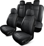 Car Seat Covers Full Set, Waterproof Faux Leather Automotive Seat Covers for Cars, Breathable Universal Car Seat Covers Protectors for Sedan SUV Truck (5 PCS Full Set, Black)