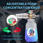 Foam Cannon with Dual Connector, Balabulala Dual Connector Foam Cannon with 5000PSI Pressure Washer Gun,7 Nozzles, 1/4" Quick Connect