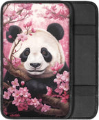 Dreaweet Car Armrest Cover Cherry Blossoms Panda Car Accessories Center Console Cover Replacement,Universal Armrest Cover for Car Center Console for Truck Sedan SUV