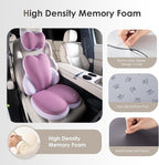 FLORICH 3 PCS Seat Cushion for Carseat Lumbar Support Pillow Car Neck Headrest Pillows Ultrathick Memory Foam Seat Pads Pressure Relief Back Cushion for Office Chair(Purple)