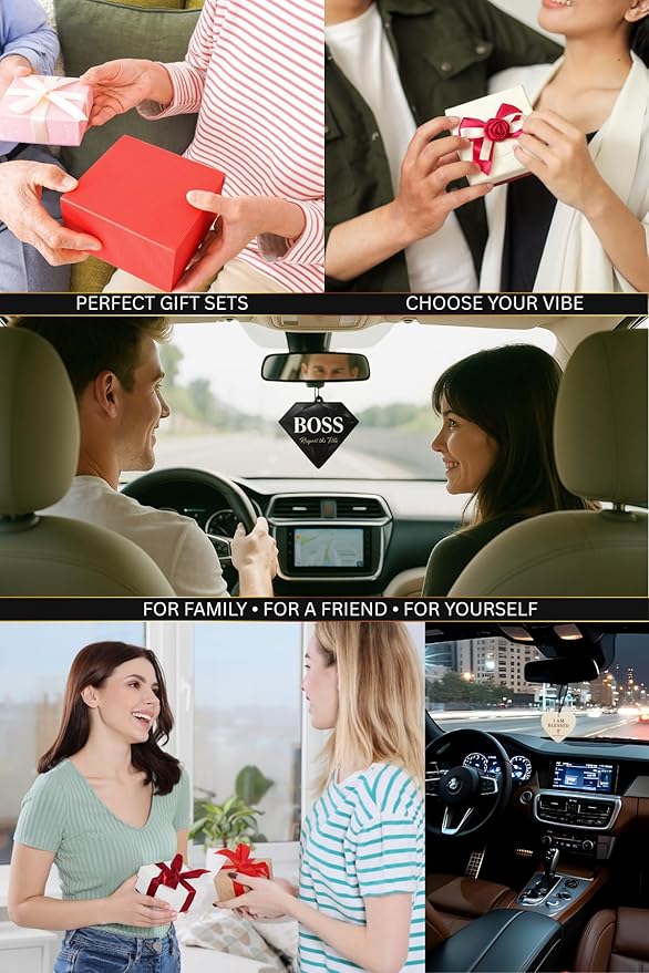 New Car Scent Air Freshener & Keychain Bundle – Rich AF License Plate Hanging Car Accessory, Funny Gift for Motivation & Positive Energy (Rich AF – New Car)