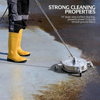 14" Pressure Washer Surface Cleaner 4500 PSI with 304 Industrial-grade Stainless Steel Housing,1/4” Quick Plug, 4 Universal Wheels, 2 x 15" Extended Wands, 2 Replacement Nozzles, 4 Spray Nozzle Tips
