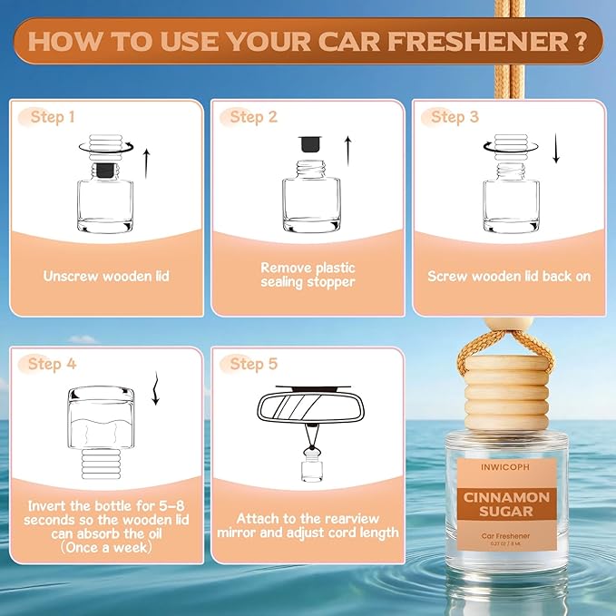 Car Air Freshener Diffuser Hanging, Cinnamon Sugar Fragrance Oil