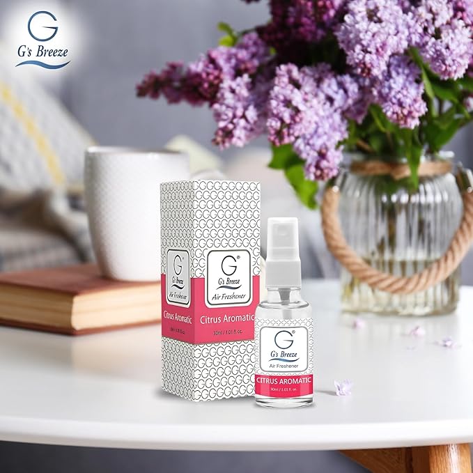 G's Breeze Citrus Aromatic Air Freshener - Energize and Cheerful Essence - Fruity Scent of Sun-Kissed Citrus Fruits for Clean, Vibrant & Inviting Atmosphere - Zesty Aroma for Home, Car or Office
