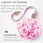 Luxury Car Air Freshener for Women - Refillable & Portable Essential Oil Fragrance Diffuser - Cute Car Accessories & Interior Decor - Mirror Hanging or Vent Clips - Two Hearts Cross Charm, Rose Scent