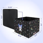 Sanrio Kuromi Car Trunk Organizer & Steering Wheel Cover Set – Cute, Non-Slip, Soft Grip Car Accessories for Women – Collapsible Storage Bin for Groceries, Tools & Travel – 12.5"L x 12.5"W x 9"H