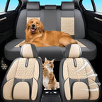 Light Taupe Car Seat Covers for Ford Bronco Sport 2021-2025 Car Seat Cover, Premium Leather, Full Set of 5 Seats, Waterproof, with Lumbar Support, Beautify Interior