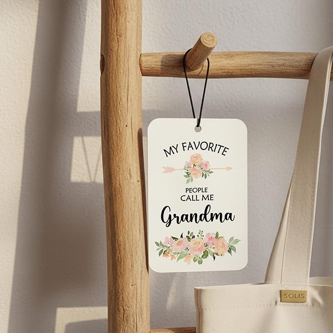 Grandma Gifts Car Air Freshener Hanging 3 Pack, My Favorite People Call Me Grandma Car Accessories Gifts for Christmas Women,Rustic Floral Scent Card Lavender for Closet Drawer Bathroom Decor