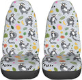 Delerain Car Seat Covers Set 2Pcs, Lemur with Tropical Fruits Universal Front Car Seats Vehicle Enterior Protector Suitable Fits Most Car Auto SUV Sedan Truck