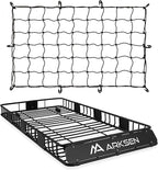 ARKSEN 84" x 39" x 6" Roof Rack Basket with Extension & Cargo Net, 150 lb Heavy-Duty Steel Cargo Carrier, Fits Crossbars up to 1.38" Thick, for SUV & Pickup Truck