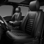 CAR PASS Nappa Leather Car Seat Covers Front Seats, Luxury Seat Protector for Cars, Waterproof Anti-Slip Seat Cushion Airbag Compatible Universal for Sedan SUV Pick-up Truck Automotive Vehicle, Black