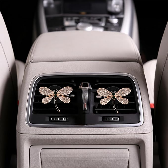 5 PCS Dragonfly Car Decor,shiny Freshener Vent ClipsCar Accessories Decoration for Refillable Outlet Diffuser, Universal for Most Cars (Dragonfly)