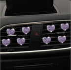 8Pcs Purple Bling Heart Air Vent Clips,Crystal Heart Cars Air Fresheners Vent Clips Cars Diffuser Rhinestone Diamond Decoration Car Interior Decor Cute Car Accessories for Women,Interior Accessories