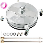 17" Pressure Washer Surface Cleaner with 4 Wheels, Stainless Steel Power Washer Surface Cleaner for Driveways Sidewalks Patios, 1/4" Quick Connector, 2 Extension Wand, 4000 PSI