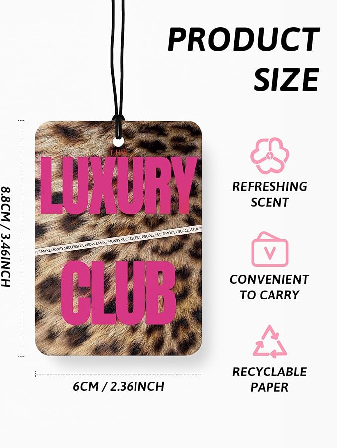 Hot Pink Cheetah Print Car Air Freshener 4 Pcs, Funky Coquette Bow Leopard Print Lucky 8 Ball Hanging Air Freshener for Cars Closet Drawer Books, Girly Car Accessories Mirror Decor for Women
