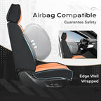Coverado Seat Covers, Car Seat Covers Full Set, Leather Seat Covers for Cars, Car Seat Protector, Black Car Seat Covers Front Seats and Back Seats Universal Fit for Most Cars Orange