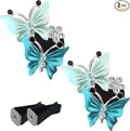2PCS Car Air Vent Clips, Dual Butterfly Diamond Car Air Conditioner Outlet Vent Clip, Cute Car Diffuser Perfume Clip, Car Air Freshener Decor Accessories for Women Girl (Blue, Style 1)