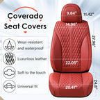 Coverado Car Seat Covers Full Set, Waterproof Nappa Leather Seat Covers for Cars, Front and Back Car Seat Protector, Luxury Car Seat Covers, 5 Seats Universal Red Car Seat Cover Fit for Most Cars