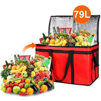 Bodaon 10-Pack Insulated Food Delivery Bag for Commercial Delivery, XXX-Large Grocey Shopping Bag for Catering, Cooler/Thermal Bags for Pizza, Red