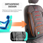 Premium Car Seat Covers Front Seat - Linen Car Seat Cover for SUV, Cars, Most Pickups, Smoke Grey-Red Stitching, Car Seat Protector, Car Seat Covers Front Seats, Car Seat Protector