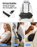 YFONG Lumbar Support Pillow for Car & Office Chair, Memory Foam Back Cushion with Adjustable Straps Non-Slip, Firm Support for Lower Back Pain Relief, Black