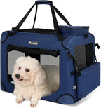 Extra Large Cat Carrier for 2 Cats Collapsible Soft Pet XL Crate for Large/Medium Cats 20lbs Car Travel Portable Bag with Water Bottle Slot For Long Trips (Blue, 24.0"L x 16.5"W x 16.5"H)