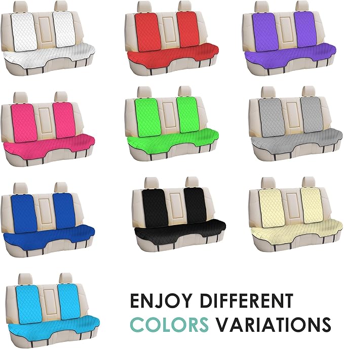 FH Group Car Seat Cushion Neosupreme Automotive Seat Cushions - Universal Fit, Rear Car Seat Cushion, Car Seat Cushions with Non-Slip Silicone Backing for SUV, Sedan, Van Rear Set White