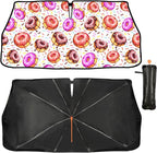 CHILL·TEK Funny Animal Car Windshield Sun Shade Umbrella, Cute Donuts Car Sun Shade Umbrella, Block UV Rays Heat Foldable Windshield Umbrella Sun Visor Protector - Keep Vehicle Cool for Cars SUV
