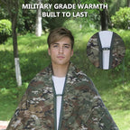 Camo Poncho Liner, Army Blanket, Military Sleeping Bag, with A Compression Carrying Bag, for Traveling, Hiking, Camping, Outdoor Survival, Car Blanket