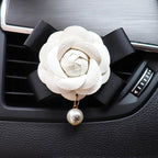 2 Pcs Camellia Air Vent Clips, Cute Flower Car Air Freshener Clip, Glam SUV Outlet Decorations, Leather Rose Vent Diffuser, Charm Car Inter Decor Accessories for Women Girls