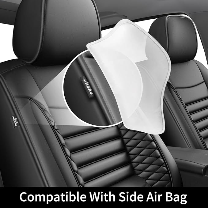 Fit Fj Cruiser Car Seat Covers for Toyota Fj Cruiser 2007-2013 2014 - Upgraded Premium Waterproof & Breathable Leather, Airbag Compatible, All-Weather Seat Cushion Protector (Full Set, Black)