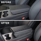 Carwiner Center Console Cover for 2021-2026 Tesla Model 3 Model Y, PU Leather Armrest Box Cushion Protector Accessories
