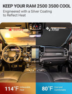 Proadsy 2026 Upgrade Windshield Sun Shade Custom Fit Dodge RAM 2500 3500 2010-2025 2026 4-Layer Foldable Front Sunshade Protector Sun Visor Blocks UV Rays Keep Car Cooler