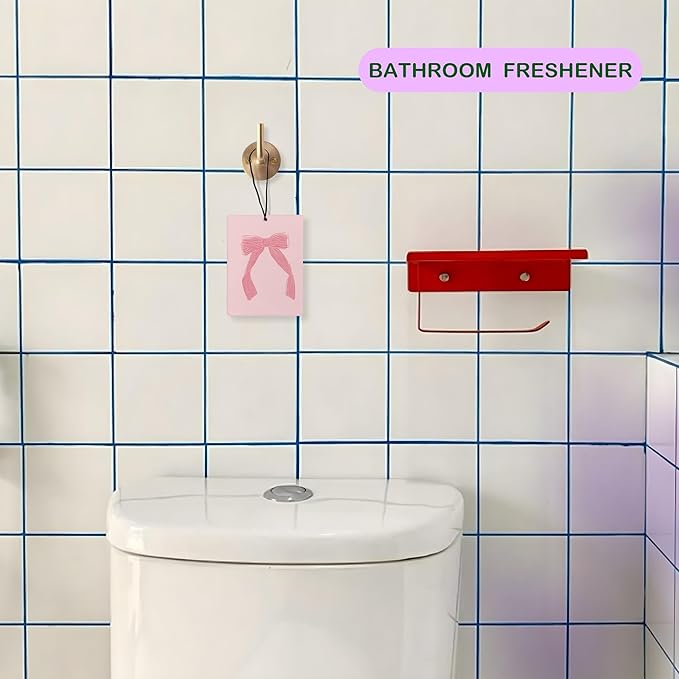 Coquette Pink Bow Air Freshener for Car, Cute Pink Girly Air Freshener Hanging 3 Pcs for Cars Closet Drawer or Books, Cute Girly Preppy Car Mirror Decor for Women