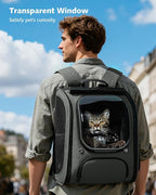 Pecute Cat Backpack Carrier Expandable, Large Space Cat Bubble Backpack, Breathable Cat Carrier, Shaded Dog Backpack Carrier for Travel, Hiking, Vet,12.6" L x 10.2" W x 16.5" H, Gray