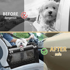 PetsHome Dog Car Seat Foldable Dog Car Booster Seat Waterproof Breathable Oxford Travel Bag for Small to Medium Dogs, Puppies, and Pets-Footprint Black+Mat