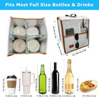 4 Cup Drink Carrier with Handle, Reusable Insulated Cooler Drink Caddy for Car Cup Holder, Foldable Coffee Carrier Bag with Adjustable Dividers, Portable for Car, Travel, Picnic Party, Food Delivery