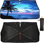 Palm Tree Car Sun Shade Umbrella Beach Coconut Tree Windshield Sun Shade for Car Rotable Umbrella Block UV & Heat Sunshades for Front Window Sunshade Covers for Auto Sedan SUV Pickup