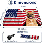 GENANY French Bulldog Flag Windshield Sun Shade for Car SUV Truck (55x30 Inches), Sun Shade Windshield for Front Windows, Protector Blocks, Car Decor