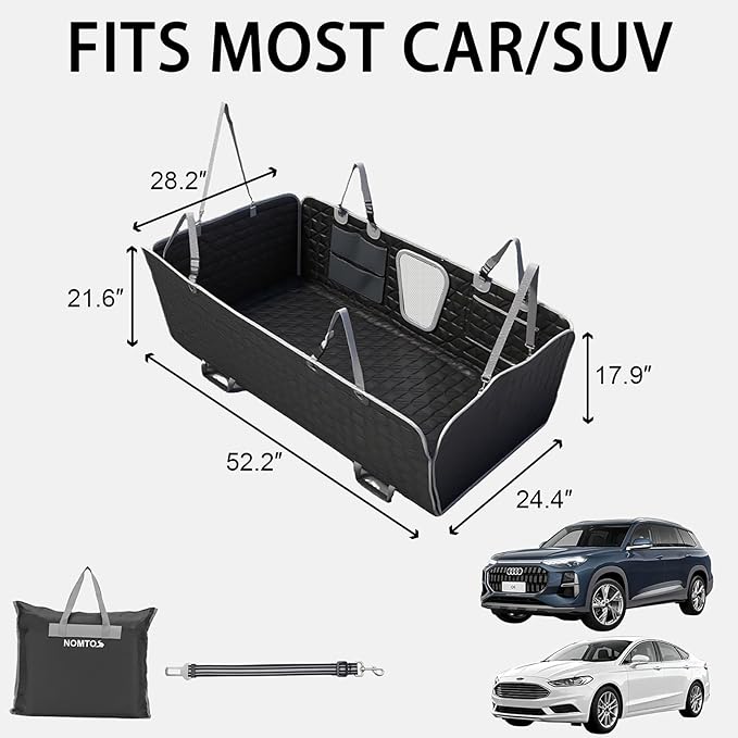 Upgraded Durable Hard Bottom Dog Car Seat Cover with EPE Sponge Cushion,Foldable Dog Rear Seat Protector,Waterproof Dog Hammock for Car, Seamless Dogs Back Seat Extender for Car SUV Truck(L)