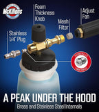 McKillans Pressure Washer Gun with Swivel & Foam Cannon Wide Mouth & M22-14mm Adapter - Adjustable Thick Foam - Power Washer Gun - 3/8" Male Plug & 1/4” Quick Connector Coupler