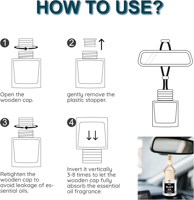 Hanging Car Air Freshener (Pack of 3) : Luxury Car Perfume for Women Men | Cute & Reusable Bottle with 45+ Days Long-Lasting Fragrance Oil Diffuser, Vanilla Cream & Pink Champagne & Pistachio