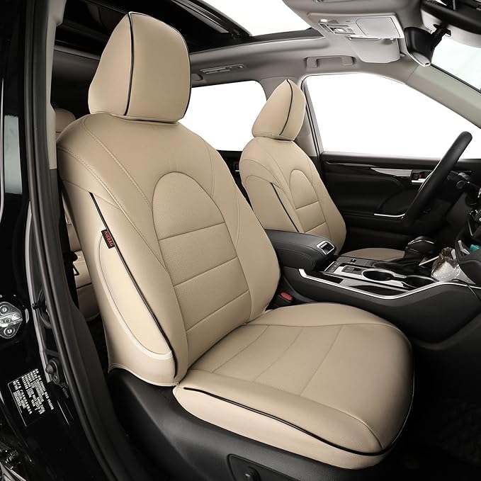 EKR Camry Seat Covers for Toyota Camry SE,LE 2025 2026 Waterproof Leather Car Seat Cover Full Set for Trucks SUV-Faux Leather (Beige)