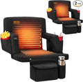 Overmont Heated Stadium Seat with Back Support – 3 Heat Levels, Dual-Zone Independent Control, 6-Position Recliner, Wide Cushion Dual Hooks Multiple Pockets – Bleacher Chair for Sport Camping Concerts