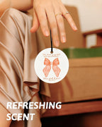 Orange Christian Round Car Air Freshener 4 Pcs, Coquette Orange Bow Religious Hanging Air Freshener for Cars Closet Drawer Books, Christian Girly Car Accessories Mirror Decor for Women