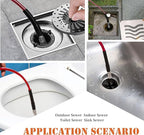 Sewer Jetter Kit for Pressure Washer, 100FT Drain Cleaner Hose 5800PSI with 1/4 Inch NPT Corner, Rotating Nozzle and 4 Different Button Nose Sewer Jet Nozzles, Waterproof Tape and 2 Spanners（Red）