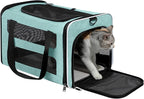 Cat Carrier Soft-Sided Travel Bag for Medium to Large Cats Over 15lbs, Small Dog Carrier Crate Top Entry Breathable Mesh Puppy 12 Pounds, Pet Rabbit Carrying Cage Kennel Collapsible Teal