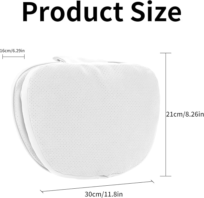 Car Headrest Pillow for Driving, Dual-Sided Leather Design Neck Pillow, Breathable Softness Neck Support, Universal Fit Head Rest Travel Pillow, White, 1 Pack