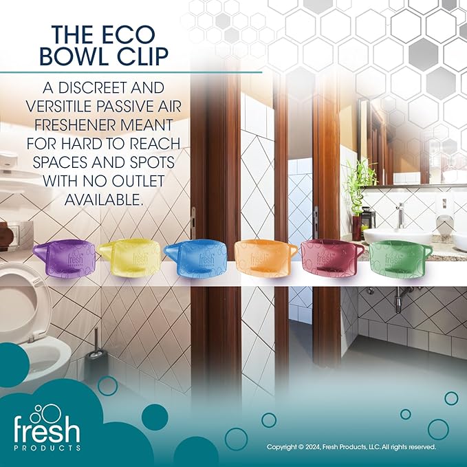 Fresh Products Eco Bowl Clip Air Freshener Versatile Design Toilet Freshener Trash Freshener Chemical Free Natural Oils Discreet Lasts 30 Days Made in the USA Ocean Mist 12 pk